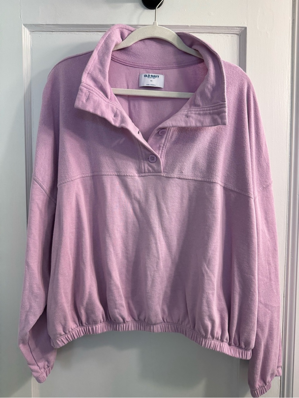 Old Navy SoComfy Cropped Lilac Purple Button-Neck Pullover Sweatshirt 3X